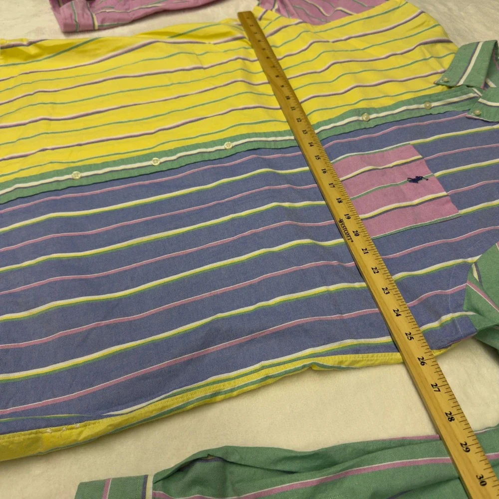 Polo Ralph Lauren Shirt Mens XL Striped Colorblock Button Down Preppy Coastal
